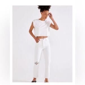 NWT Etica White Finn Slim Straight ankle jeans